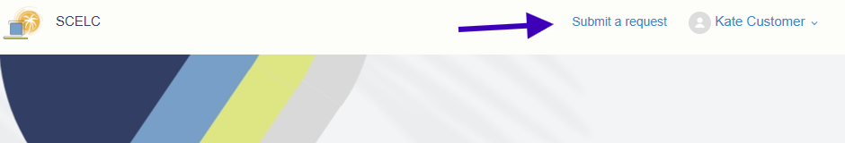 Image showing submit a request link in upper right hand part of the screen.
